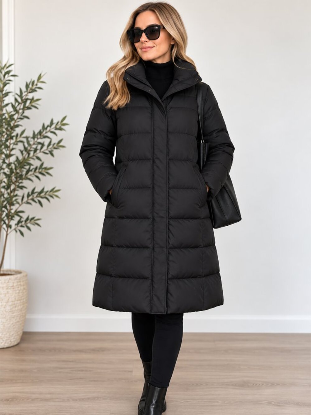 Calvin Klein Black Long Down Puffer Coat Women’s L